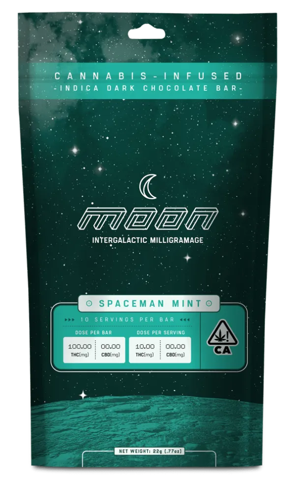 Spaceman Mints Moon Chocolate Bar — 100mg indica THC dark chocolate